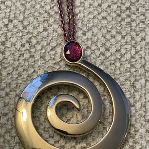 Chico’s Elegant Copper and Purple Spiral Pendant Necklace